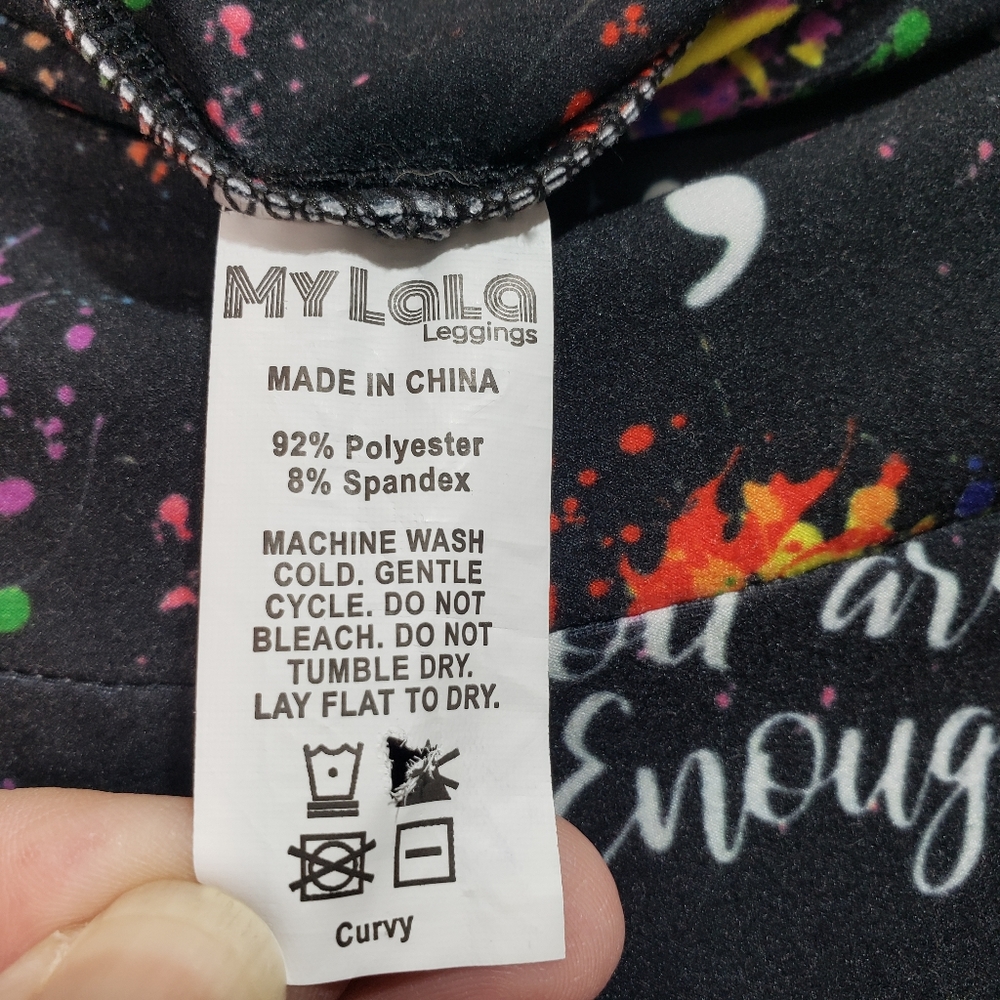My Lola Leggings Semicolon ; You Are Enough Rainbow Size Curvy (14-20). - Picture 5 of 7